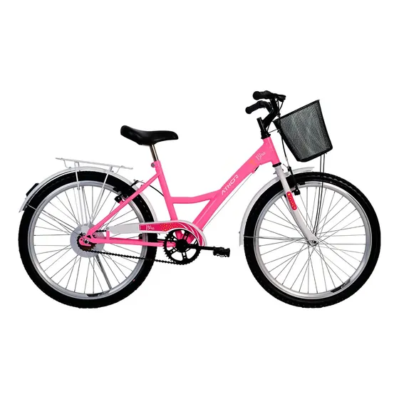 Bicicleta Infantil Bliss Aro 24 Athor 9 A 12 Anos C/ Cestão Cor Rosa