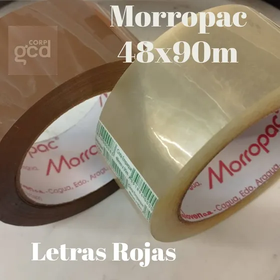 Morropac Cinta Transparente Para Embalar 90 Mts Letras Rojas
