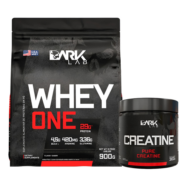 Whey One 900g Morango + Creatina 300g Dark Lab