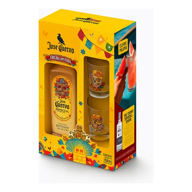 Kit José Cuervo Especial Gold Calavera + 2 Copos De Shot