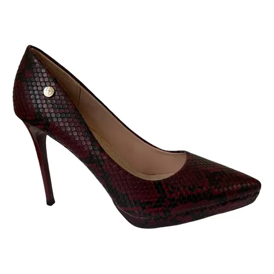 Zapato Con Taco Burdeo Snake Via Uno Liquidacion 12090507