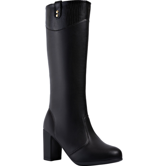 Bota Feminina Cano Longo Alto Salto Bloco Grosso Confortável Bota Feminina Cano Longo Alto Salto Bloco Grosso Confortável