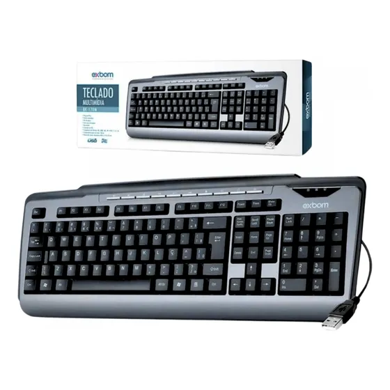Teclado Exbom Bk-170m Multimídia Usb Silencioso Plug & Play