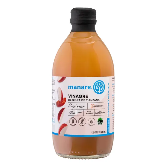 Vinagre De Manzana Orgánico 500 Manare Con Madre Sin Gluten