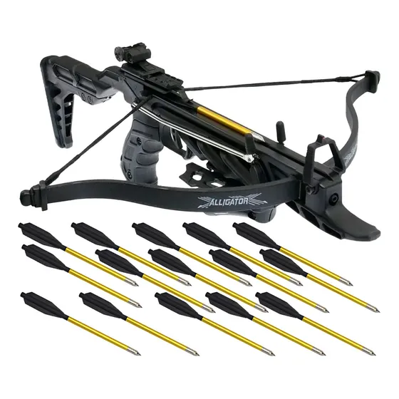 Balestra Alligator Black 80 Libras 185 Fps 15 Setas Man Kung