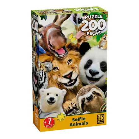 Quebra-cabeça 200 Peças Selfie Animais Grow