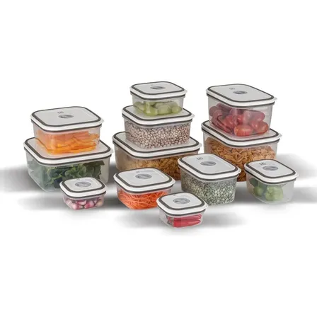 Electrolux Kit 12 Potes Herméticos De Plástico Retangulares, Multiuso, Vedação Silicone, Bpa Free, Porta Mantimentos, Empilháveis Cinza