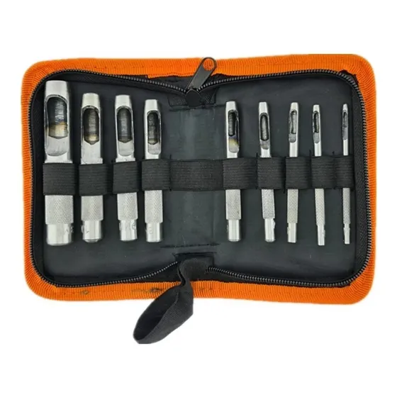 Kit Set Juego Sacabocado De Impacto 9 Pcs Toolmak Tmk19711