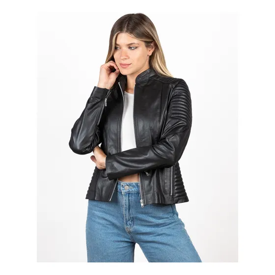 Campera Entallada Moderna De Mujer Cuero Vacuno Rg Cueros 
