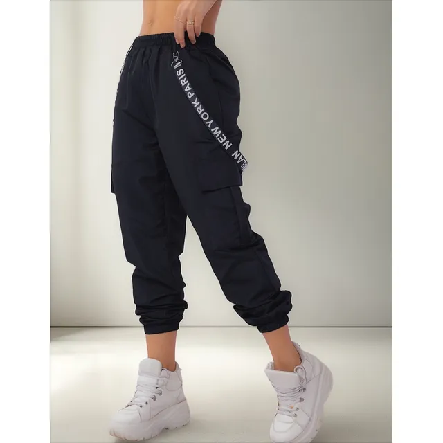 Calça Feminina Tactel Jogger Fitas Lateral New Possui Bolsos