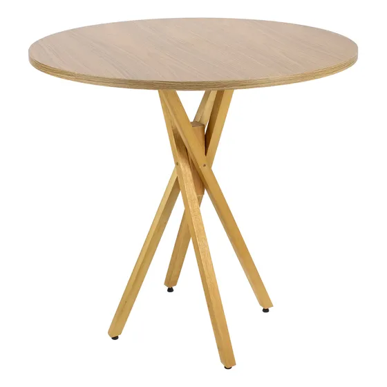 Mesa Redonda 80cm Mdf Cozinha Sala Pés De Madeira