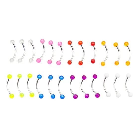 Piercing Mbb Acrilico Uv Color 1.2x10x3 Mix Colores 10 Unds