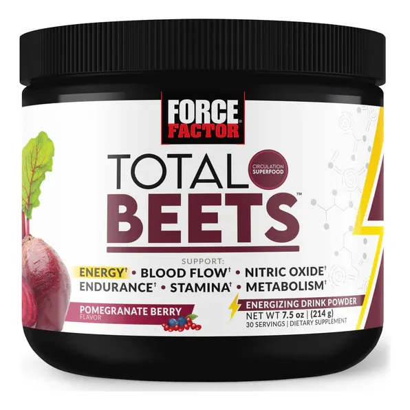 Force Factor Total Beets Energy Powder Bebidas Granada Y Bayas 214g Sabor Baya De Granada