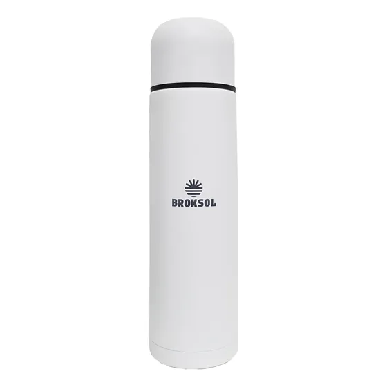Termo Acero Inoxidable Broksol 1 Litro Con Pico Cebador Color Blanco