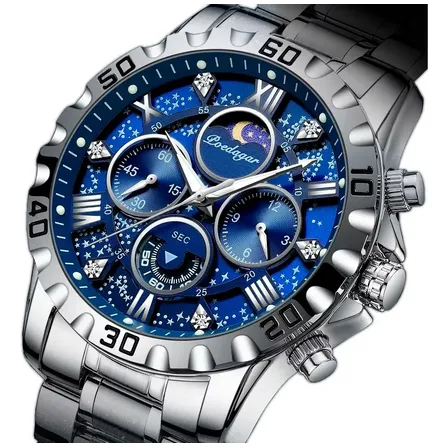 Relógio Visor Em Cristal De Safira À Prova D'água Prateado