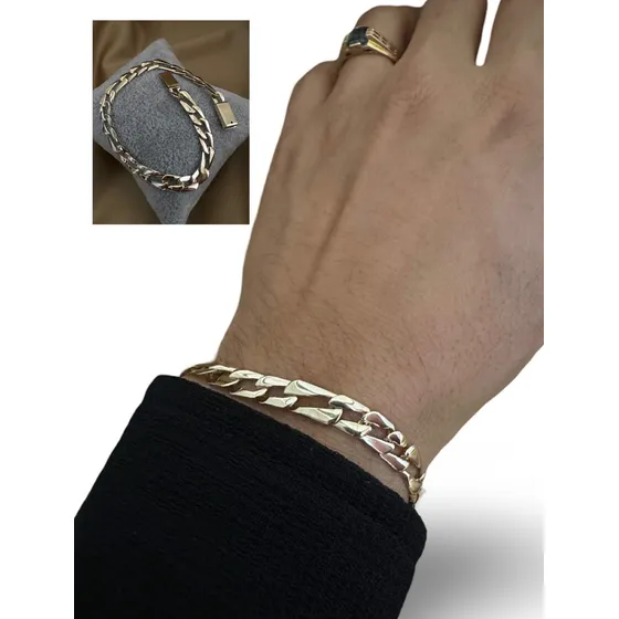 Pulsera Oro 10k Troquelada Unisex 20cm Oro De Los Altos
