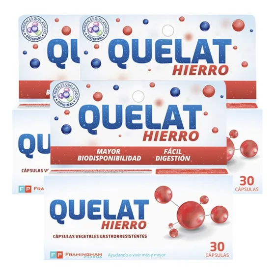 Pack Quelat Hierro 90caps Biodisponibilidad Fácil Digestión