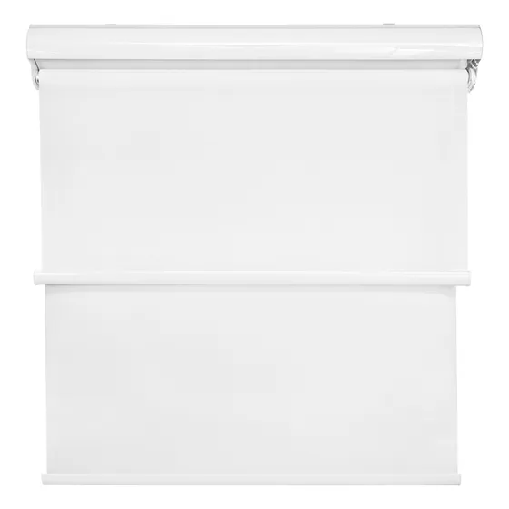 Cortina Roller Blackout 2 Paño 160x200 Doble Con Visillo Blanco Nieve Con Cenefa Guiza