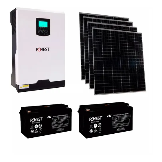 Kit Inversor Solar Powest 3kva + 4 Paneles + 2 Baterías
