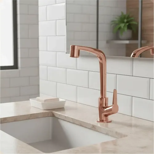 Kit Banheiro Torneira Rose Gold E Acessorios F71 Lorenzetti Cor