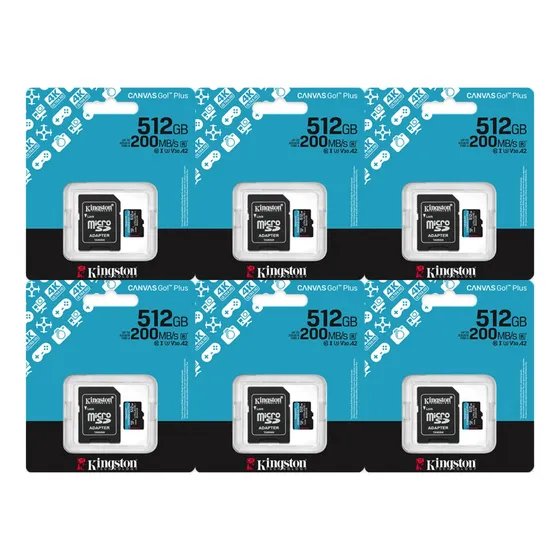 Memoria Micro Sd 512 Gb Kingston Canvas Go! Plus 4k Pack X 6