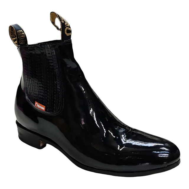 Botin Piel Charol Negro Charro Mariachi Fino Antiderrapante