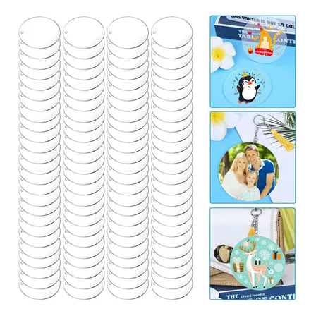 100 Círculos Acrílicos Diy 2mmx5cm, Decoraciones, Colgantes Transparente