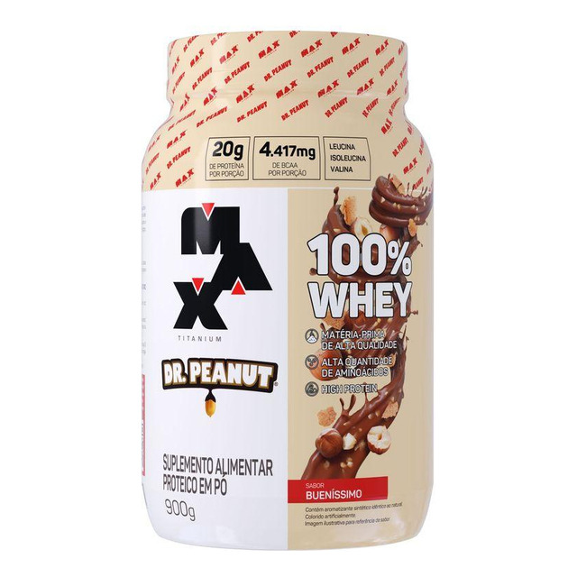 100% Whey Max Titanium X Dr. Peanut 900g Sabor Bueníssimo 100% Whey Max Titanium X Dr. Peanut 900g Sabor Bueníssimo