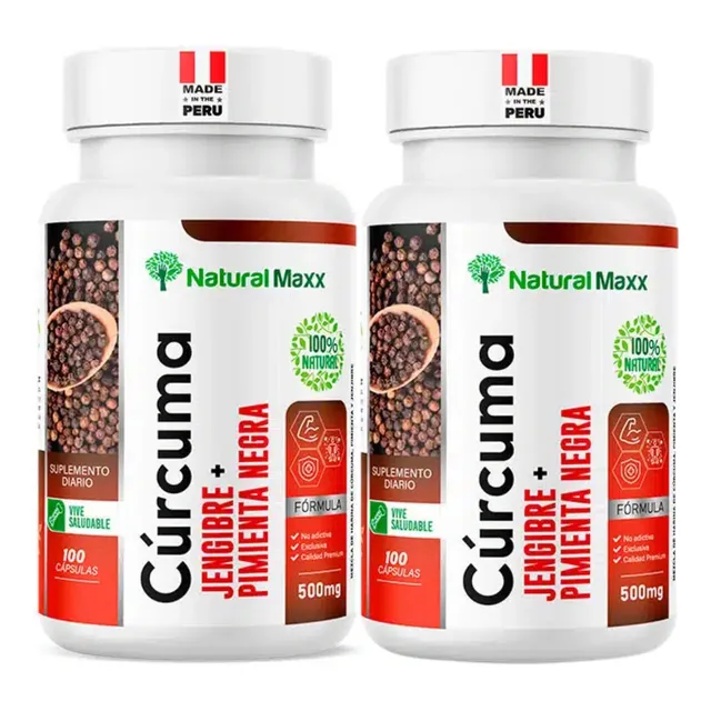 Pack 2 Cúrcuma Con Jenjibre Y Pimienta Negra. 100 Capsulas