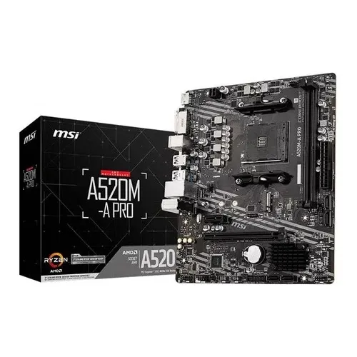 Placa Mae Amd Msi A520m-a Pro Ddr4 Ryzen Matx Ddr4 N/f Novo
