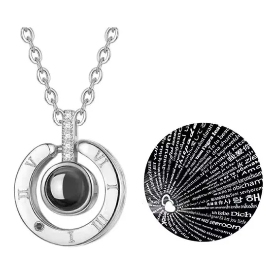 Collar Colgante Te Amo En 100 Idiomas Plateado / Todojoyas