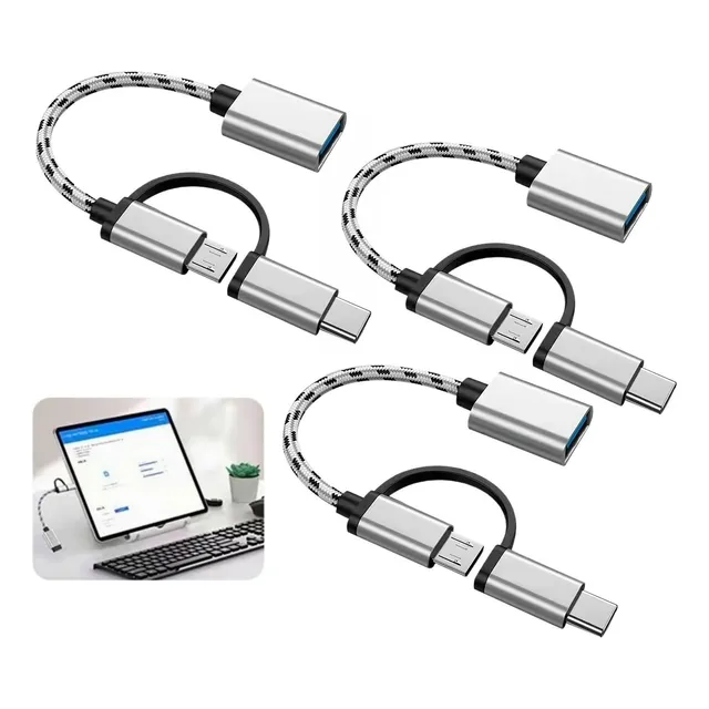 3×cable 2 En 1 Adaptador Micro Usb V8 Tipo C A Usb 3.0 Otg