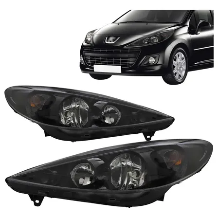 Farol Peugeot 207 07 08 09 10 11 12 13 14 15 Máscara Negra
