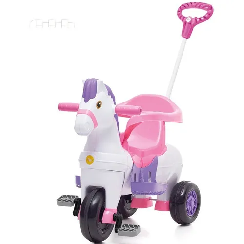 Triciclo Passeio E Pedal Calesita Poto Rosa 2 Em 1