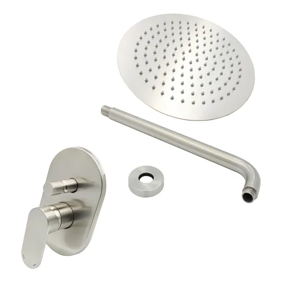 Regadera Redonda 25 Cm Monomando Desviador Satinado De Lujo