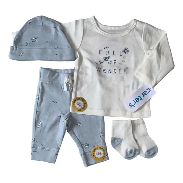 Conjunto  Carters Para Niño Recien Nacido Con Gorrito