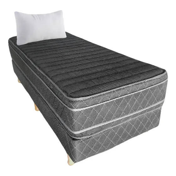 Conjunto Sommier Ayfa 1p Dual Euro 80x190 30cm Espuma Firme Color Negro