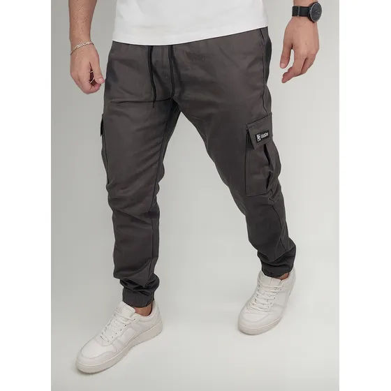 Calça Masculina Cargo Jogger Sarja Elastano Elastico Punho