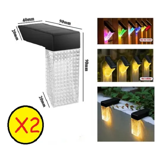 2 Lámparas Colores Rgb Pared Solar Exterior Impermeable