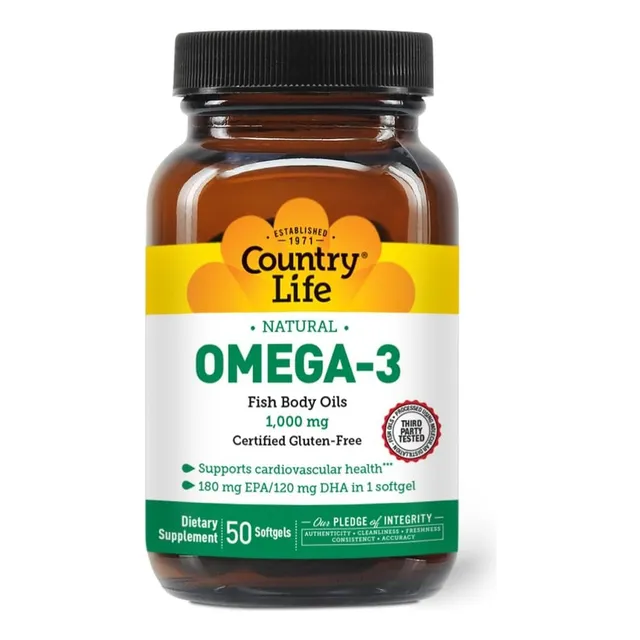 Omega 3 1000 Mg Natural Country Life 50 Cápsula Blandas Sin Sabor