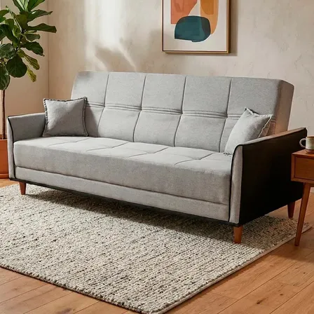 Sofá Cama Sérvia 2,00m Cinza Linho Rústico - King House