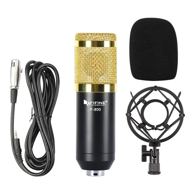 Micrófono Fifine F-800 Condensador Cardioide color negro/dorado