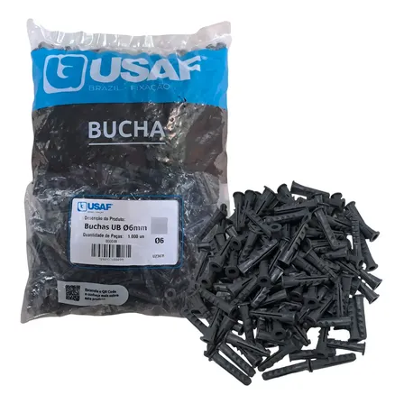 Bucha de Parede 6mm Polietileno Com Anel Kit 1000 Un USAF Convencional