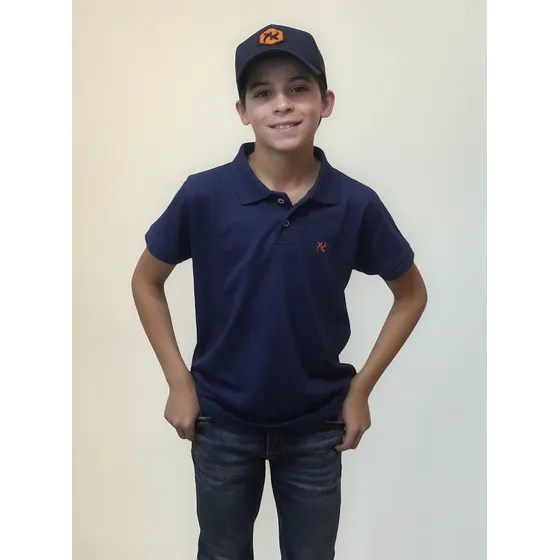 Camiseta Polo Infantil Azul Marinho Keep Roping