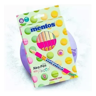 Caneta Compactor Neo Pen Gigante Mentos 12 Cores Pastéis Caneta Compactor Neo Pen Gigante Mentos 12 Cores Pastéis