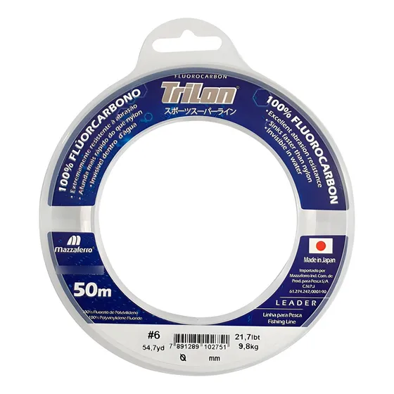 Linha Trilon Lider Leader 100% Fluorcarbono Medidas Cor Transparente 0.50mm