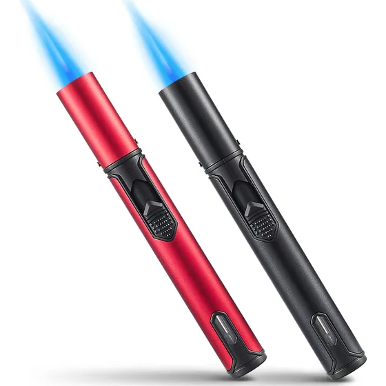 Encendedores Antorcha Recargables Tipo Lápiz 15 Cm Negro Y R