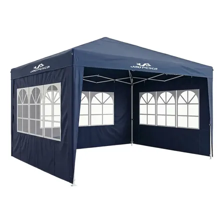 Tenda Gazebo 3x3x2,55m Sanfonado Aço/alumínio Proteção Uv Azul / Com Cortina