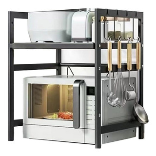 Mueble Moderno Ajustable Para Microondas, 2 Niveles De Acero Color Negro Mueble Moderno Ajustable Para Microondas, 2 Niveles De Acero Color Negro