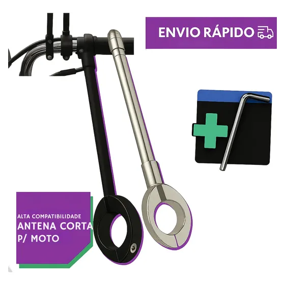 Antena Corta Pipa Moto Bicicleta Retrátil Aço Inox Guidão — foto 2